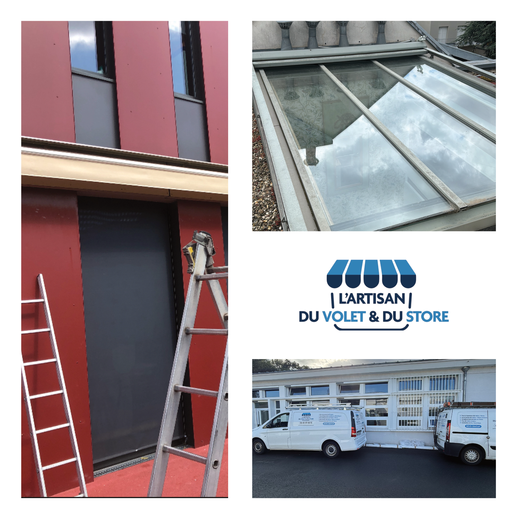 Collage_store rideau métallique,fermeture de commerce,rideau motorisé,sécurité de locaux profesisonnels,dépannage rapide,sécurité,robustesse,locaux,professionnel